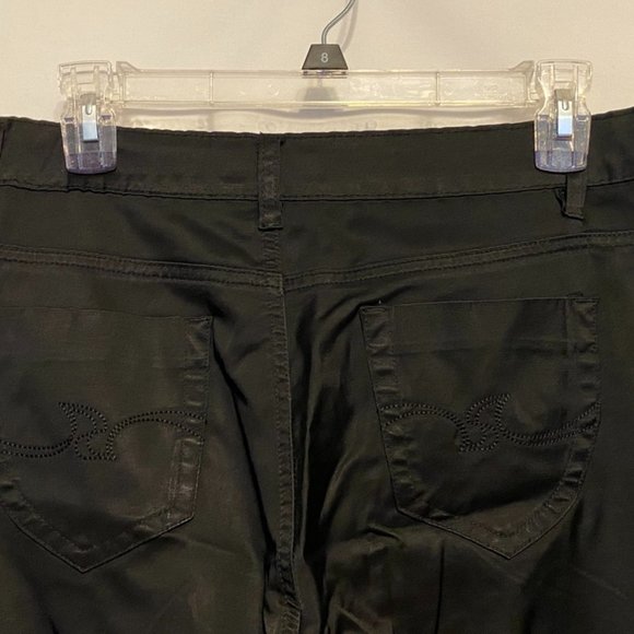 Beautiful !  EUROMODA ~ Black Satin Stretchy 5 Pockets Jeans/Pants  ~ Size 32 - Picture 6 of 11